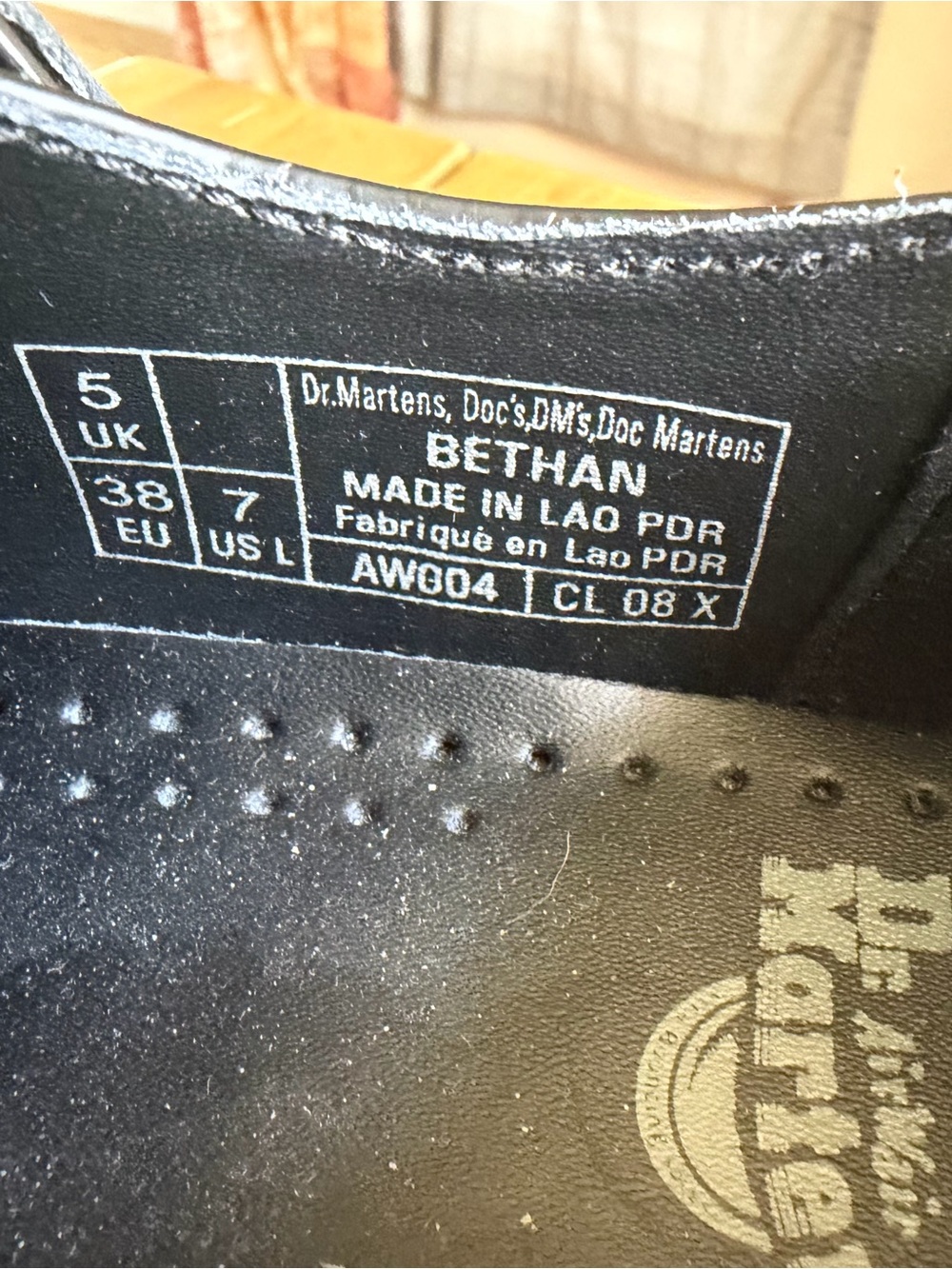 Like New Dr. Martens Black T-Strap Mary Jane Shoes with Yellow Stitching - Picture 7 of 7